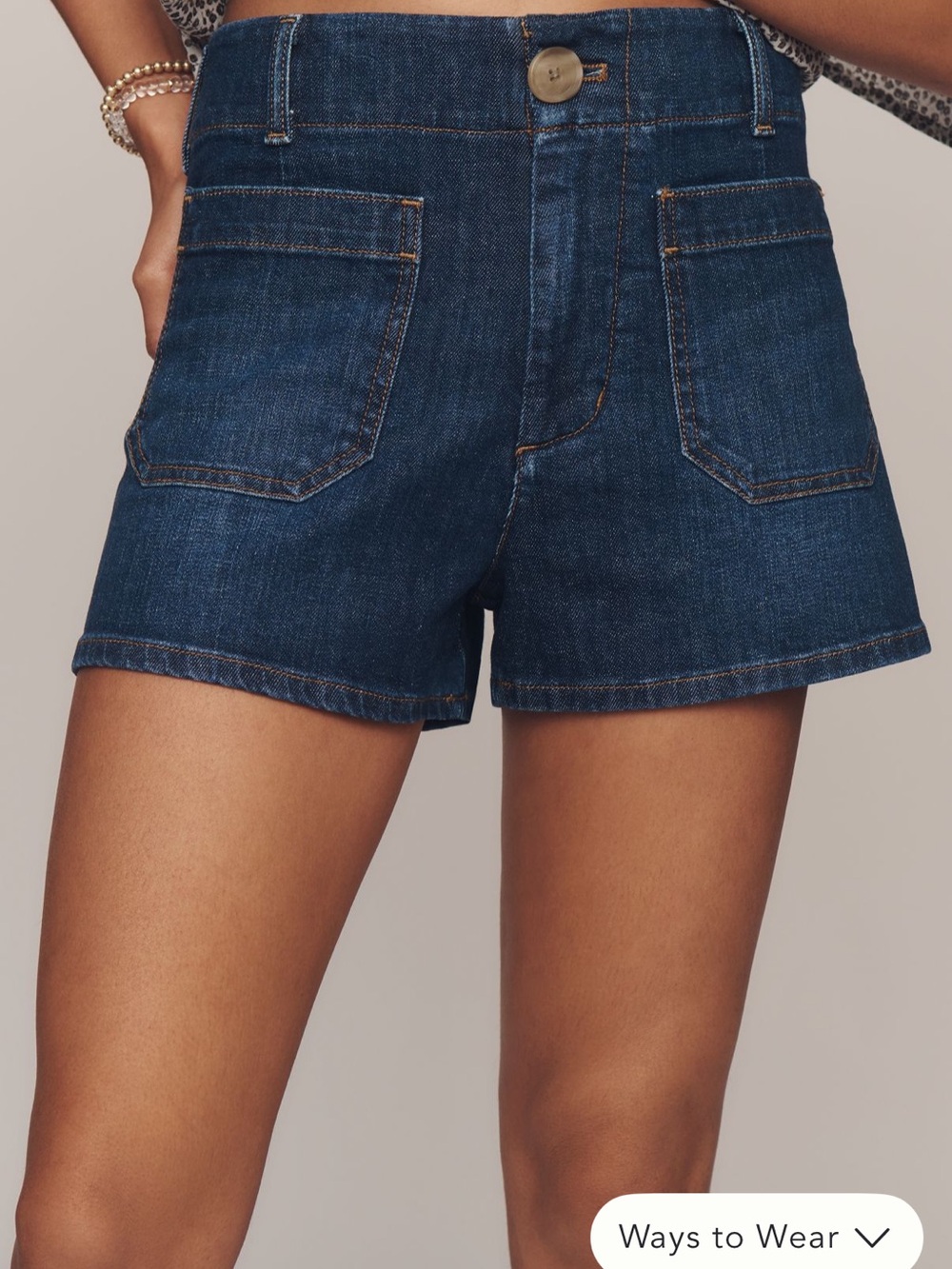 Anthropologie Dark Blue Denim High-Waist Pocket Shorts - Picture 7 of 9